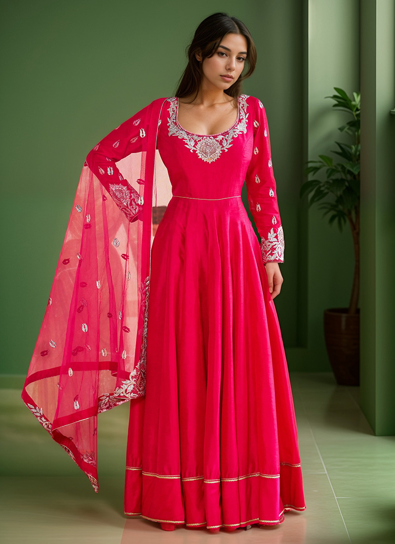 Pink Tissue Sharara Suit With Zardosi And Thread Work main image 0