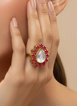 Pink Stones Kundan Ring