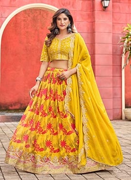 Pink Tabby Silk Zari Sequins Embroidered Lehenga