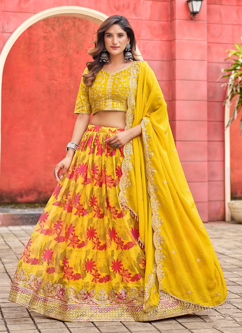 Pink Tabby Silk Zari Sequins Embroidered Lehenga Wedding Wear