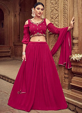 Pink Umbrella Lehenga With Hand Work