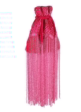 Pink Velvet Beads And Moti Embossed Potli