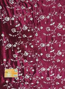 Pink Velvet Embroidered Fabric