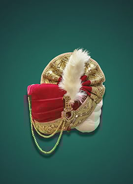 Pink Velvet Embroidered Sequins Turban With Brooch