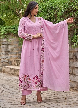 Pink Viscose Chanderi Silk Embroidered Sequins Straight Pant Suit