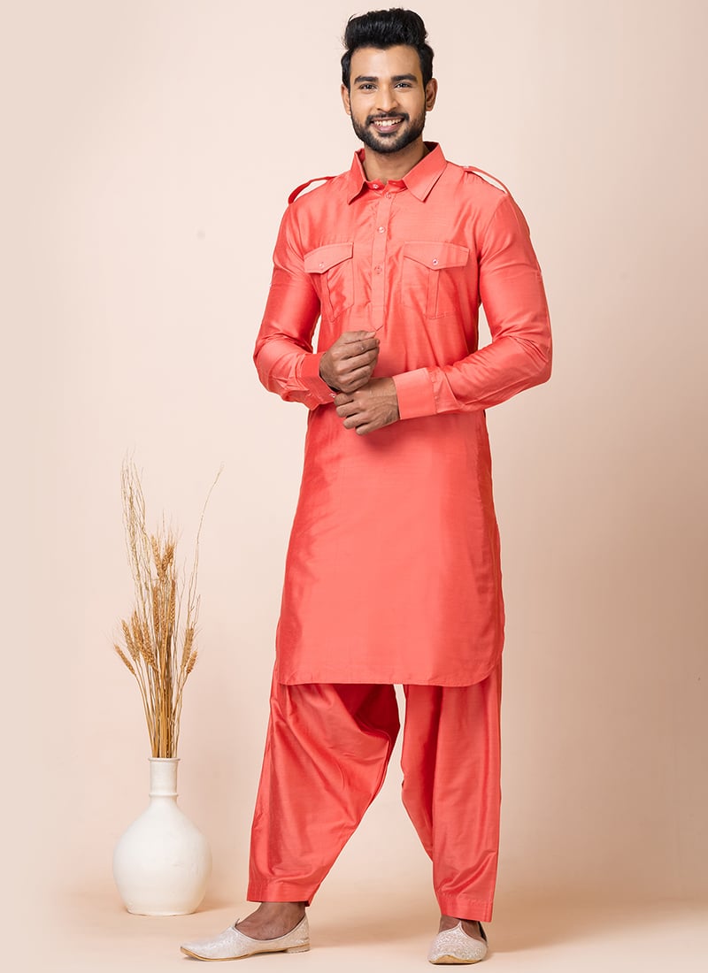 Pink Viscose Pathani Set
