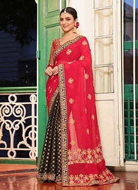 Pink Viscose Rayon Embroidered Stone Work Saree