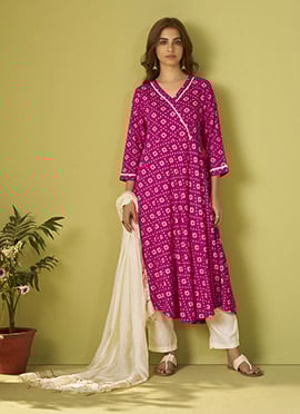 Pink Viscose Rayon Printed Straight Pant Suit