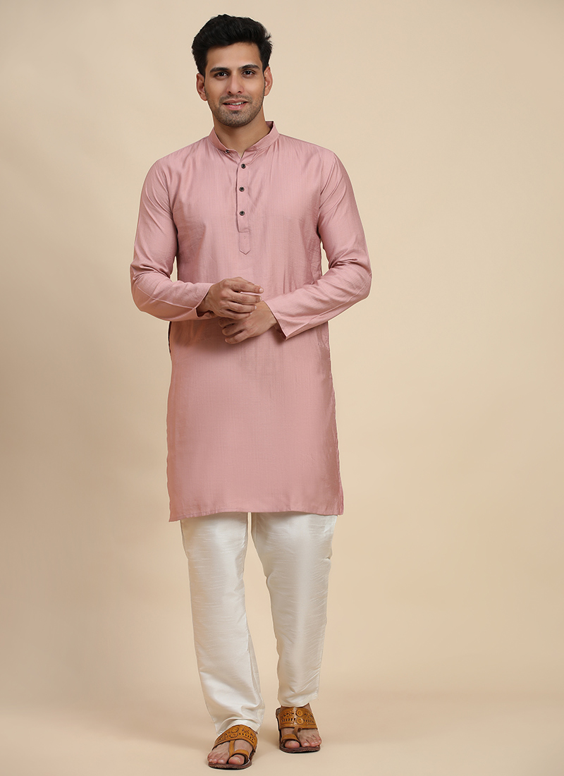 Pink Viscose Rayon Woven Kurta