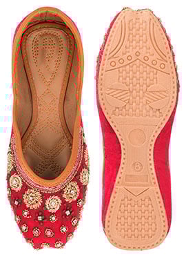 Pink Zardosi Hand Embroidered With Stone Work Juti