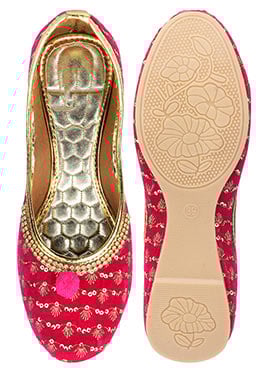 Pink Zari Sequins Juti
