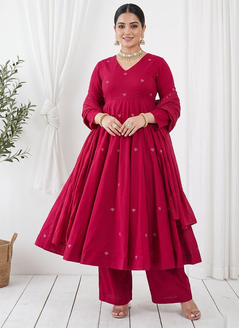 Pink Zari Silk Anarkali Suit Festive Wear