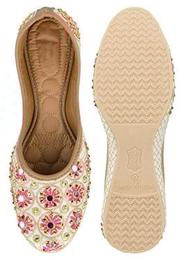 Pink Zari With Stone And Mirror Work Juti