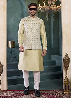 Pista Green Banarasi Silk Jacquard Bandi Set