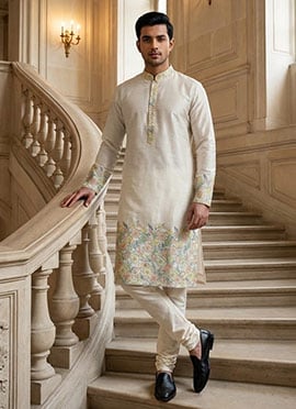 Pista Green Cotton Printed Kurta Pyjama