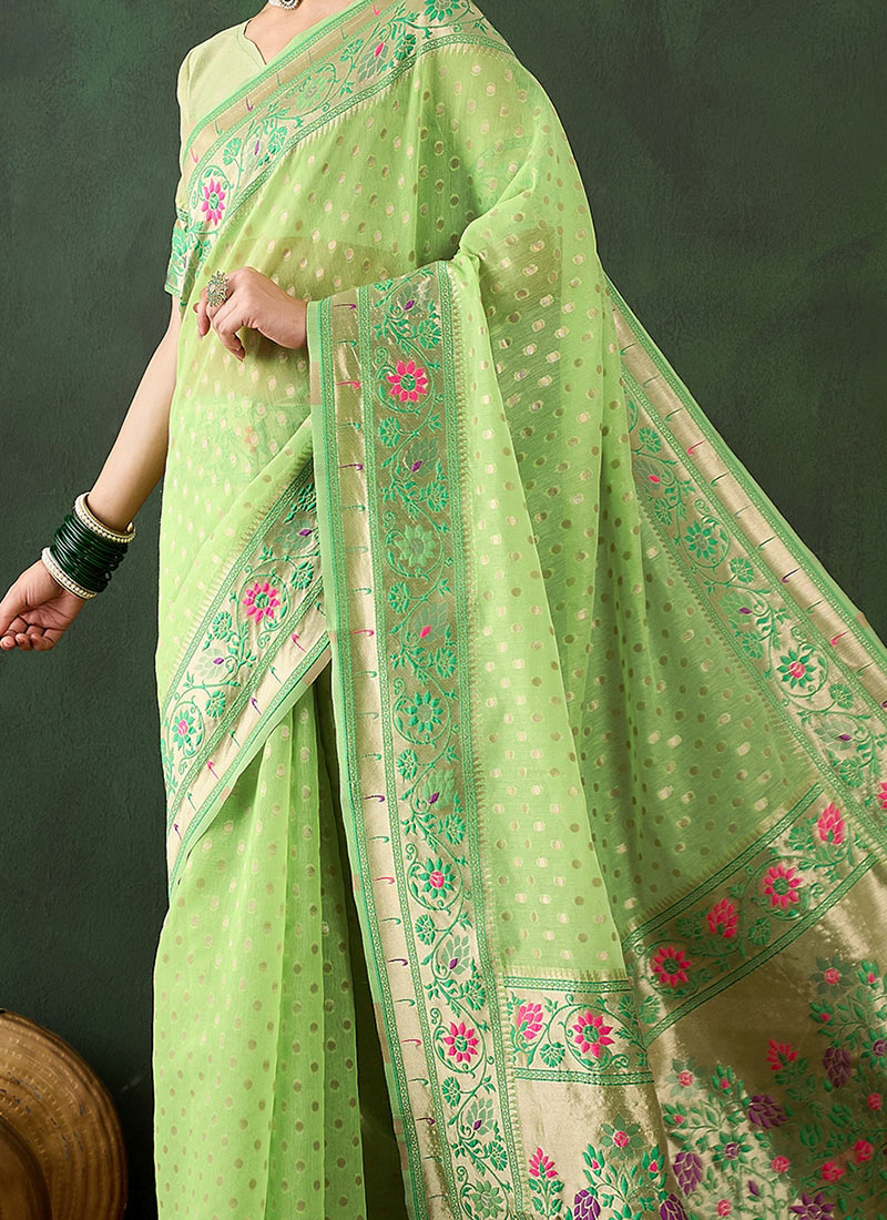 Women Black Pure Cotton Woven Zari Design Saree With Unstitched Blouse