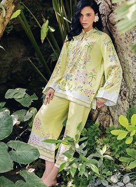 Pista Green Rayon Digital Print Indowestern Co ord Set