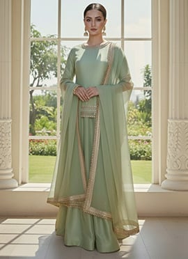 Pista Green Silk Palazzo Suit
