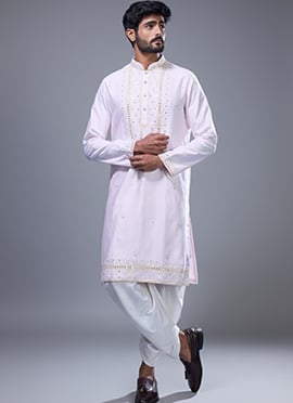 Powder Pink Silk Embroidered Look Good Kurta Pyjama