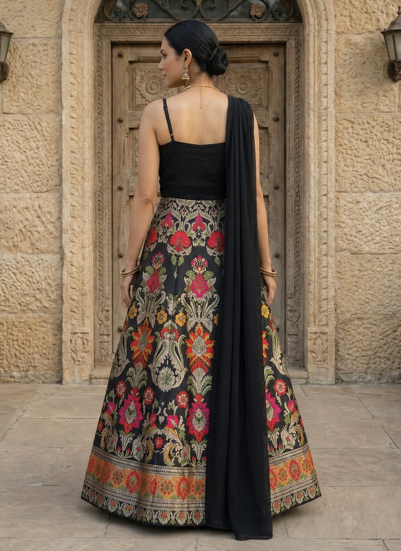 Indo western style side slit dress with boots