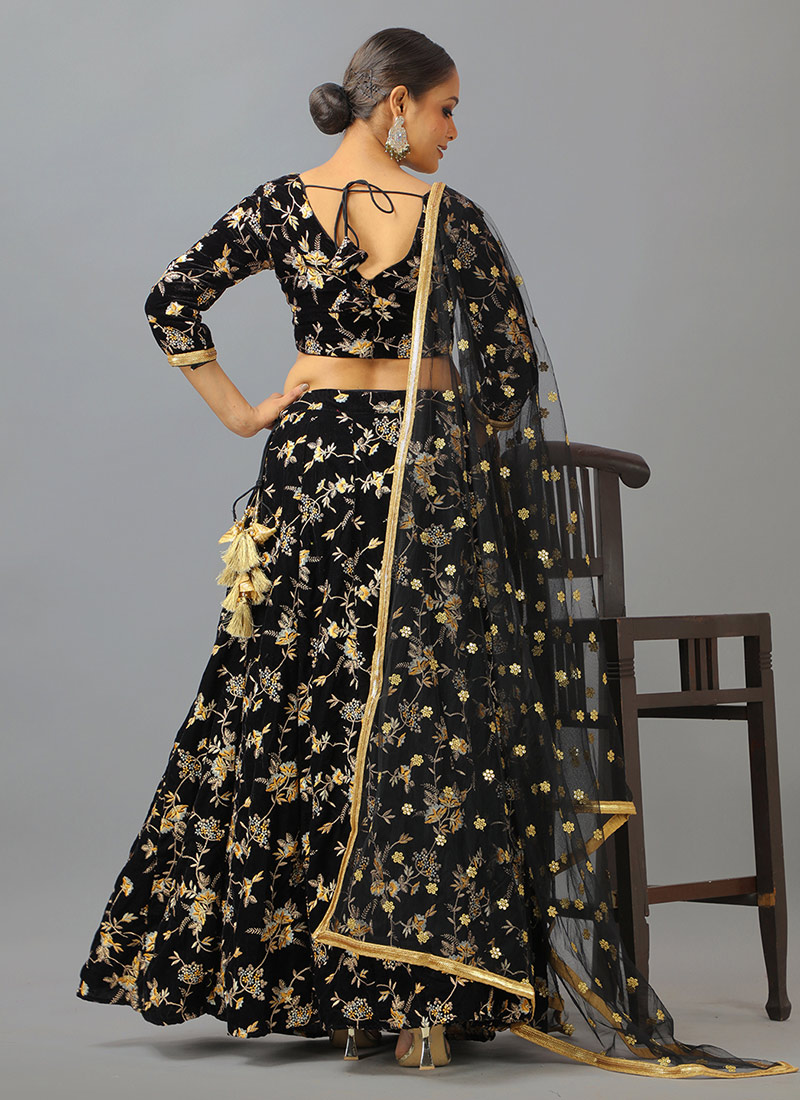 Black Beauty Unstitched Lehengas
