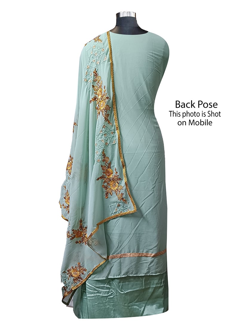 Buy Blue Straight Pant Suit Party Wear, Embroidered, straight