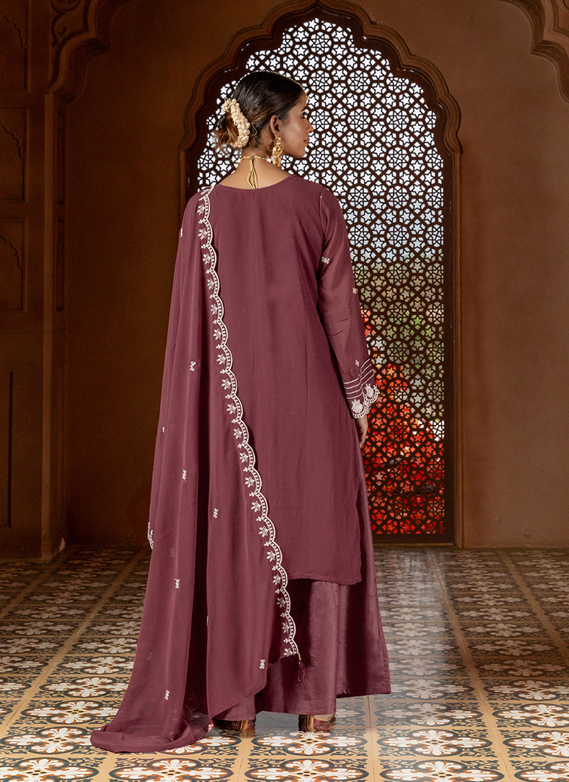 Wine Faux Georgette Pant Straight main image 0