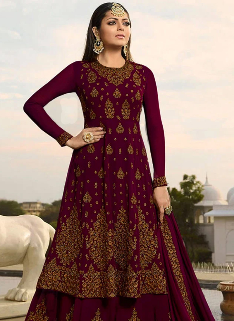 Buy Drashti Dhami Dark Purple Long 
