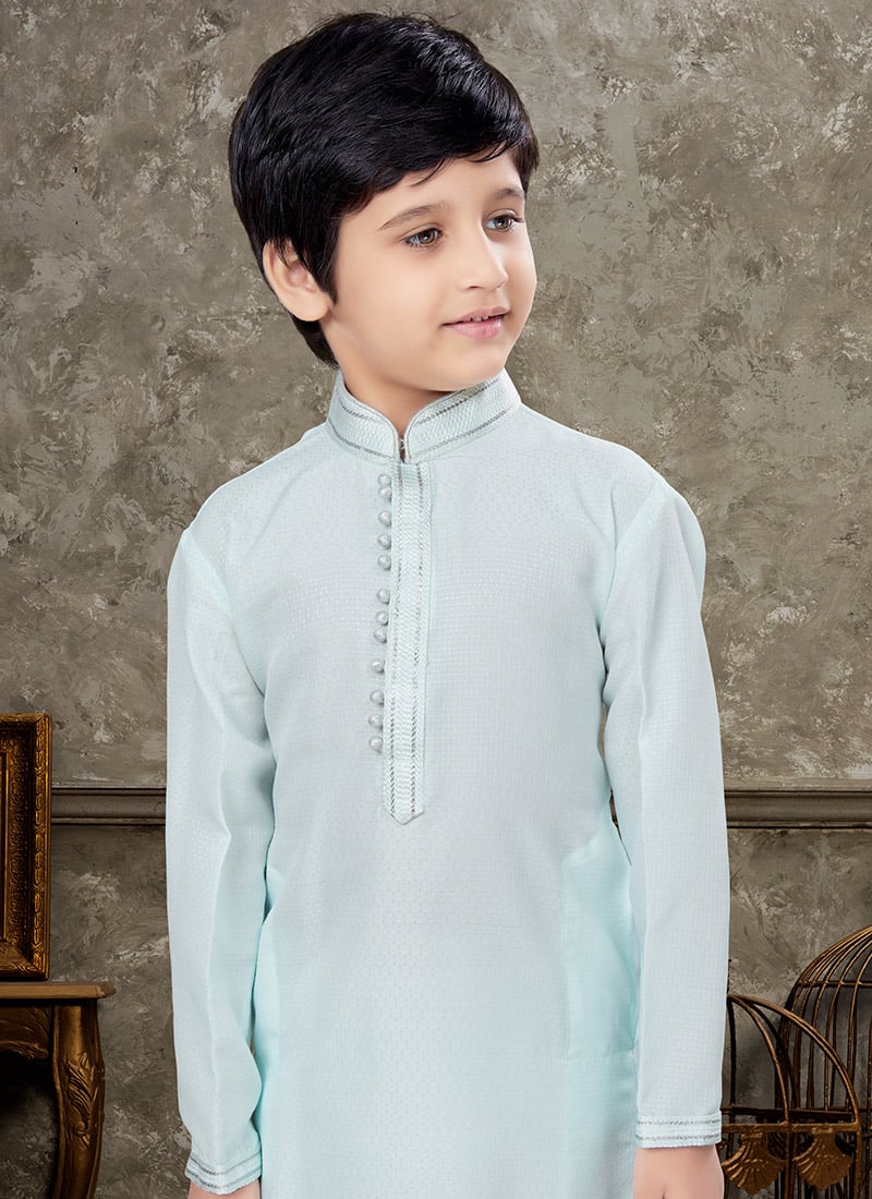 ‘Sleepover party’ kids unisex kurta in grey hand block print cotton malmal