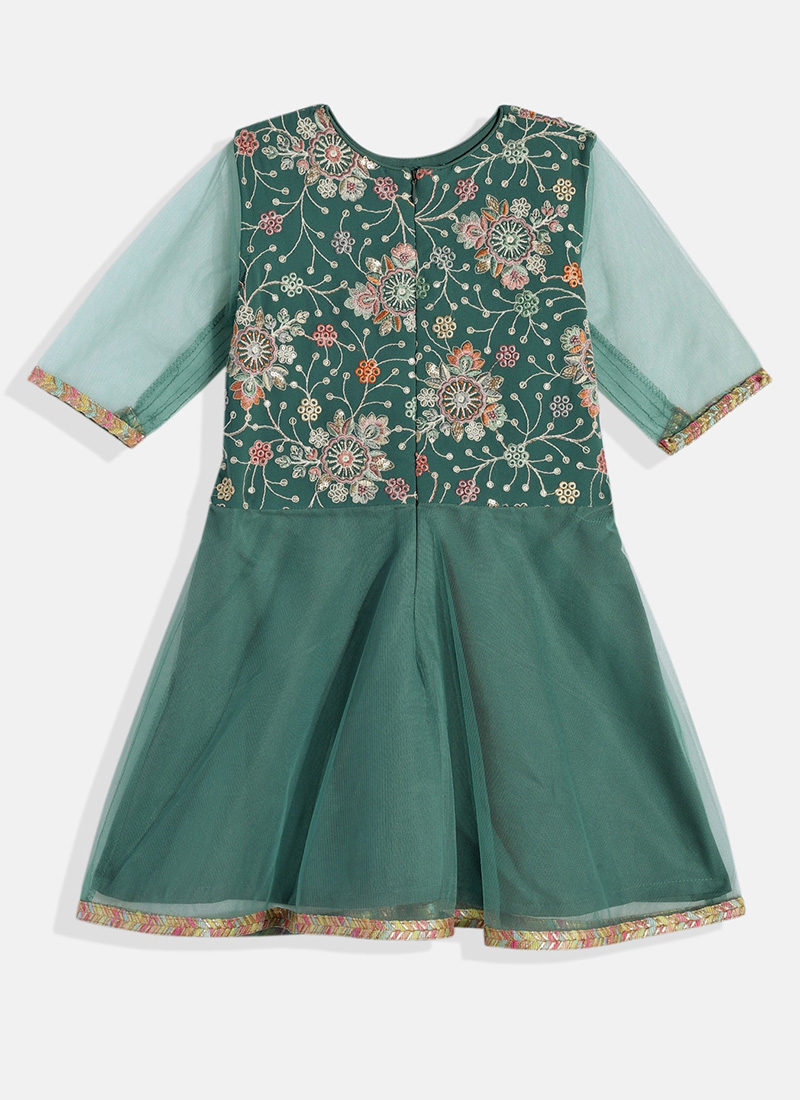 Baby Girls Red Embroidered Kurti Suit – Elegant 2 Piece Festive Outfit