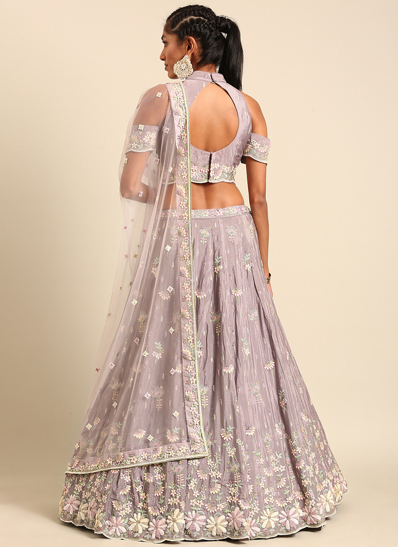 Mauve Faux Georgette Lehenga Suit main image 1