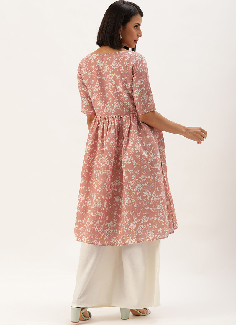 Dusty Mauve Embroidered Kurta Set main image 1