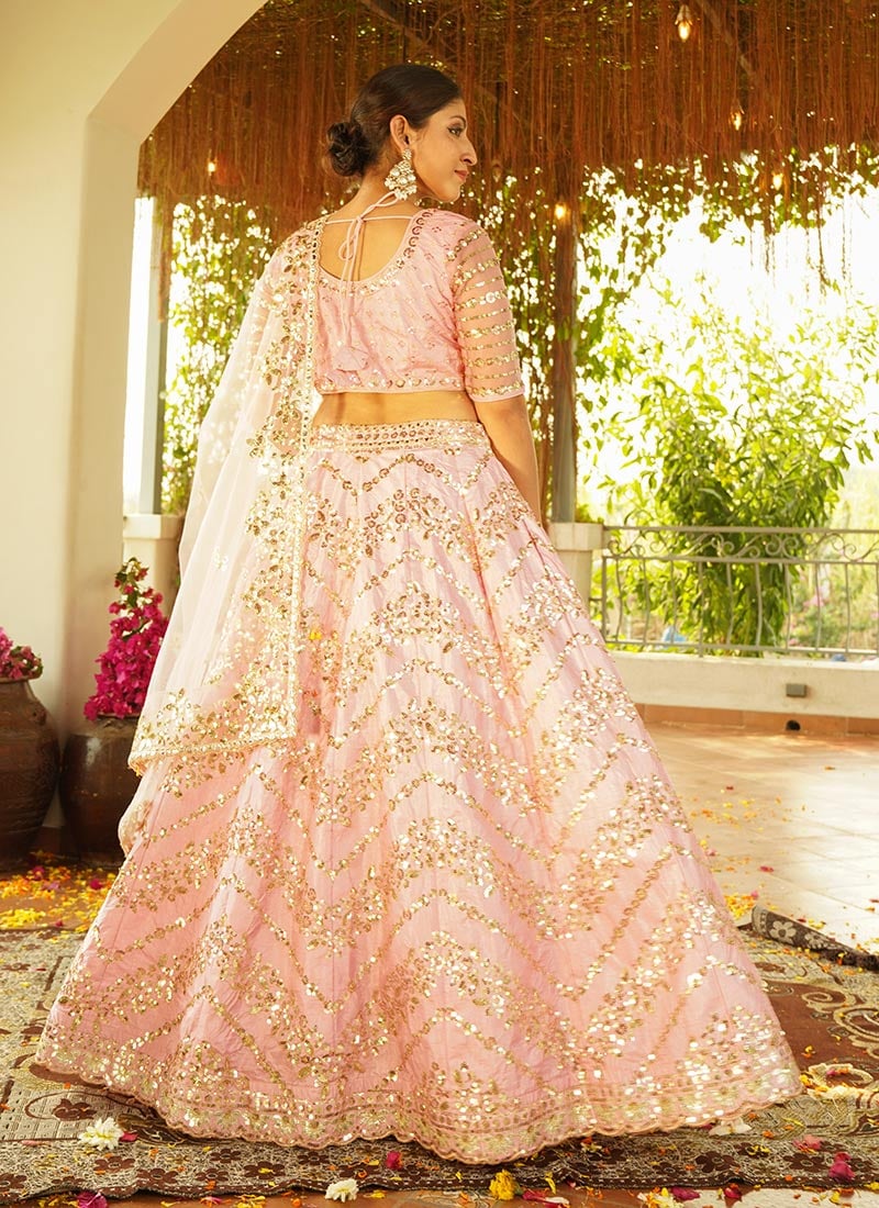 Nira Pink Color Poly Cotton Zari Weaving Co-ord Set Lehenga