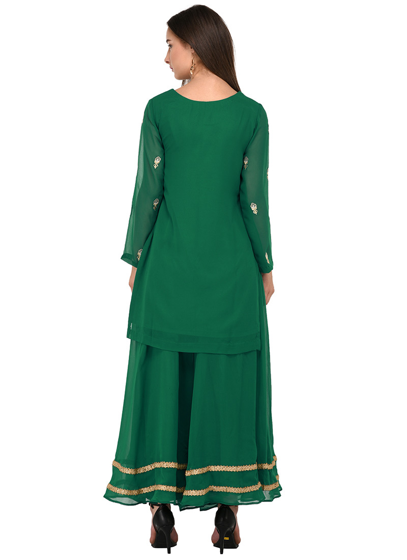 Buy Green Embroidered Palazzo Suit, Embroidered, palazzo suit Online