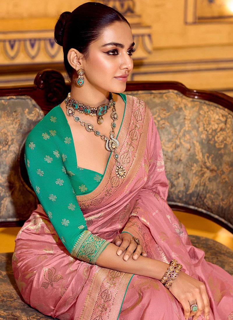 Baby Pink Crepe Silk Zari Jacquard Floral Woven Saree Festive Wear-SASCC39491551 Baby Pink Crepe Silk Zari Jacquard Floral Woven Saree Festive Wear-SASCC39491551