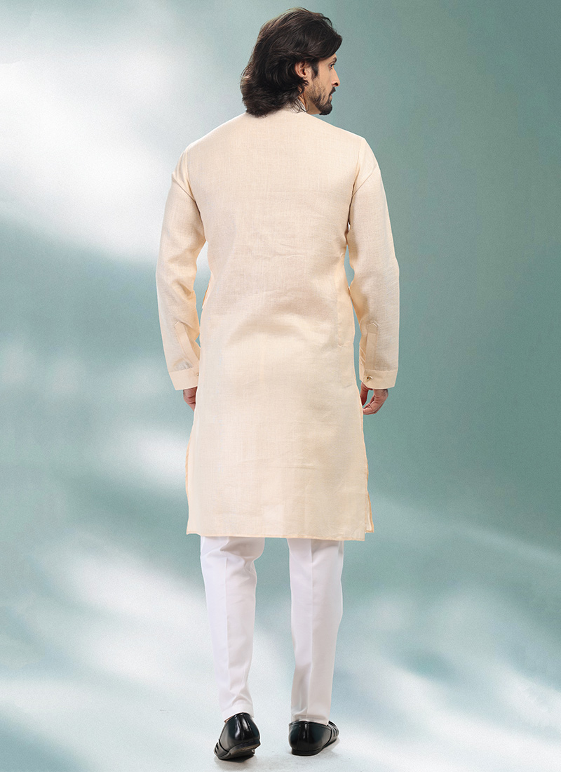 Buy Royal Kurta White Linen Kurta Pyjama Set Online at Low Prices in