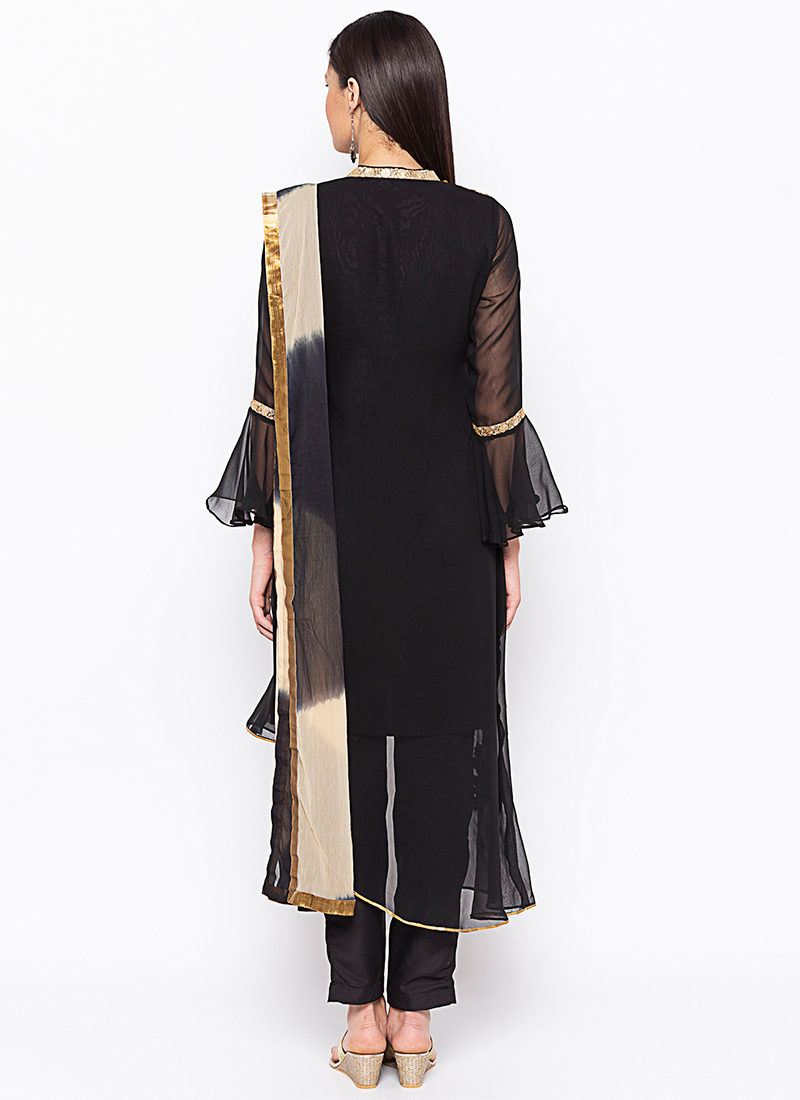 Buy Black Embroidered Straight Pant Suit After Six Wear, Embroidered