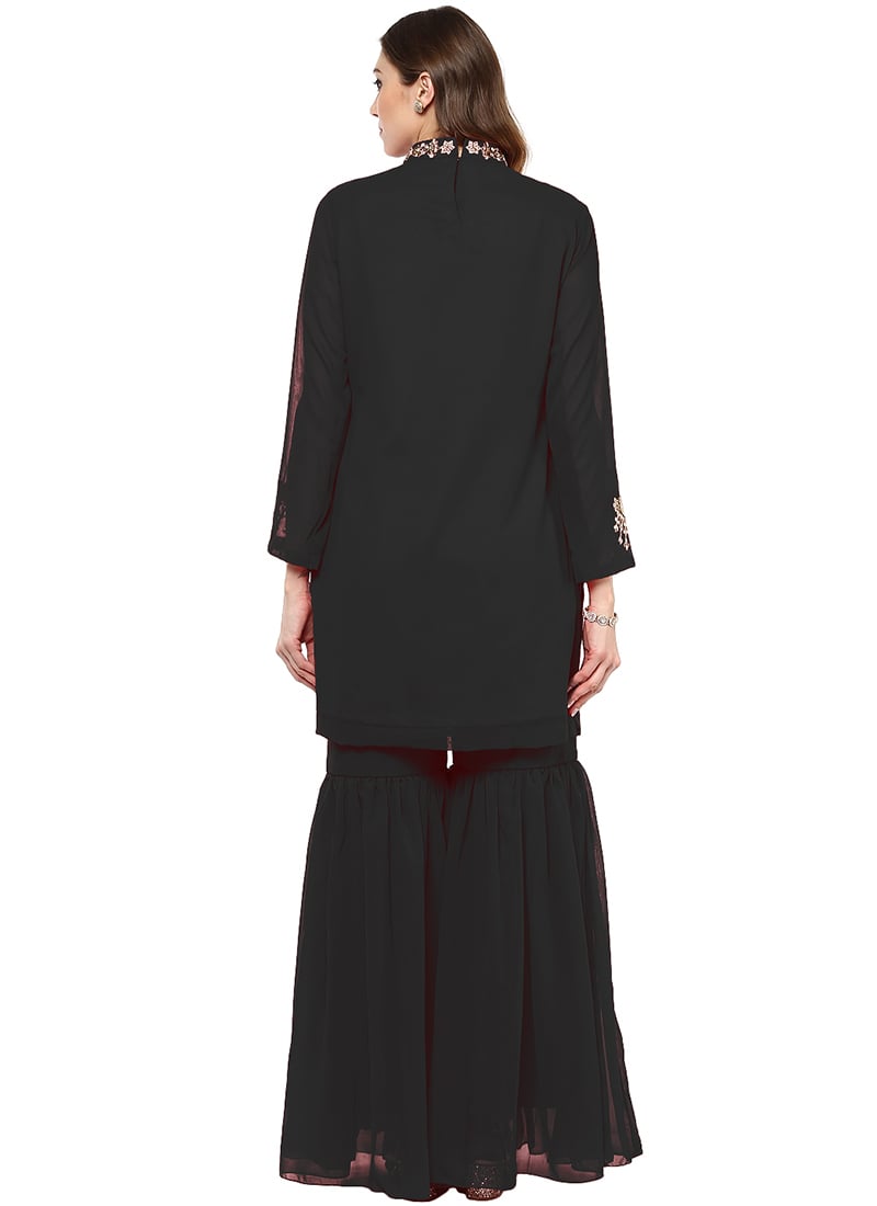 Black Georgette Sharara Suit main image 0