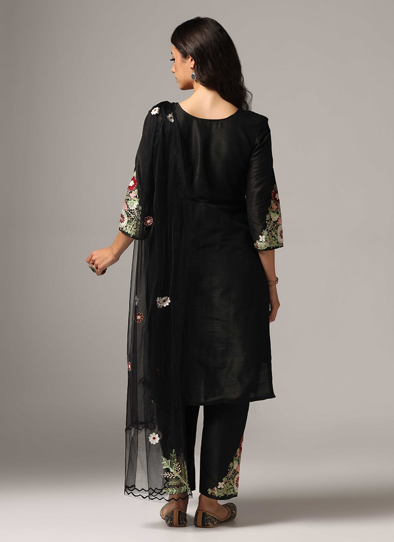 Designer Party Wear Readymade Black Rayon Pant Straight
