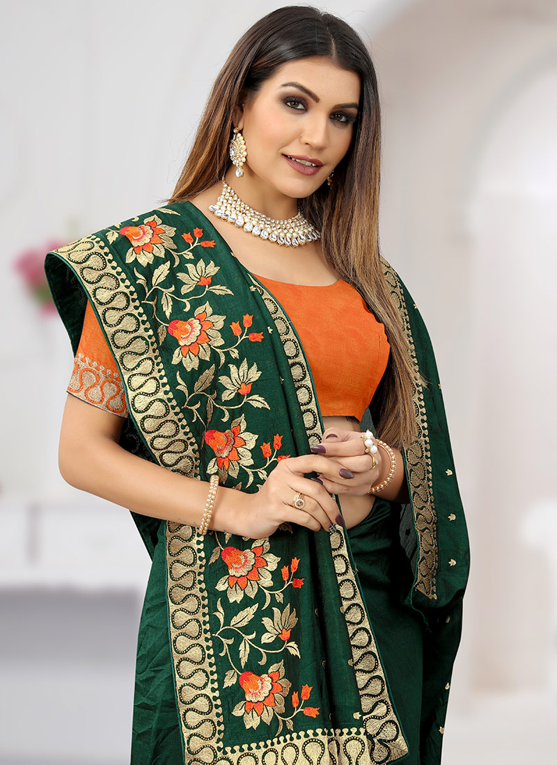 Tavya Blue Color Vichitra Silk Sequins Thread Embroidered Work Lehenga Choli main image 1