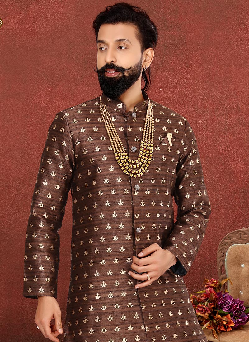 Brown 069 Silk Jacquard