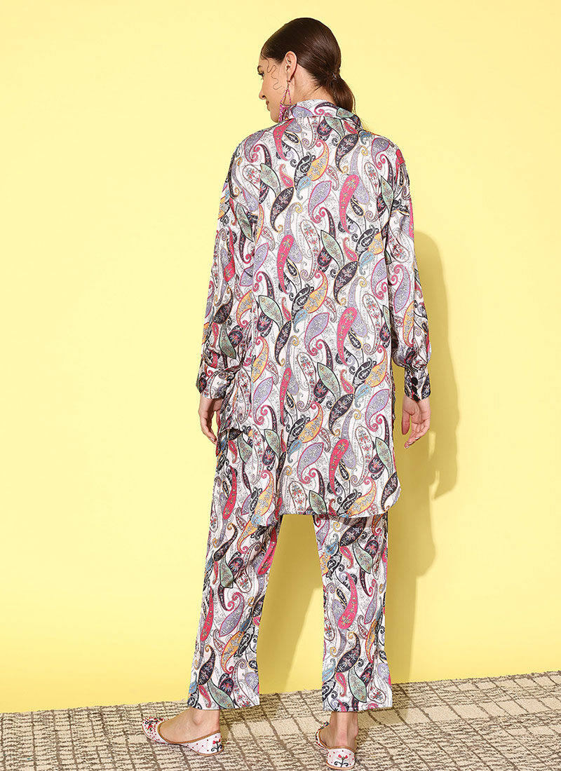 Women's Cream Printed Straight Kurta