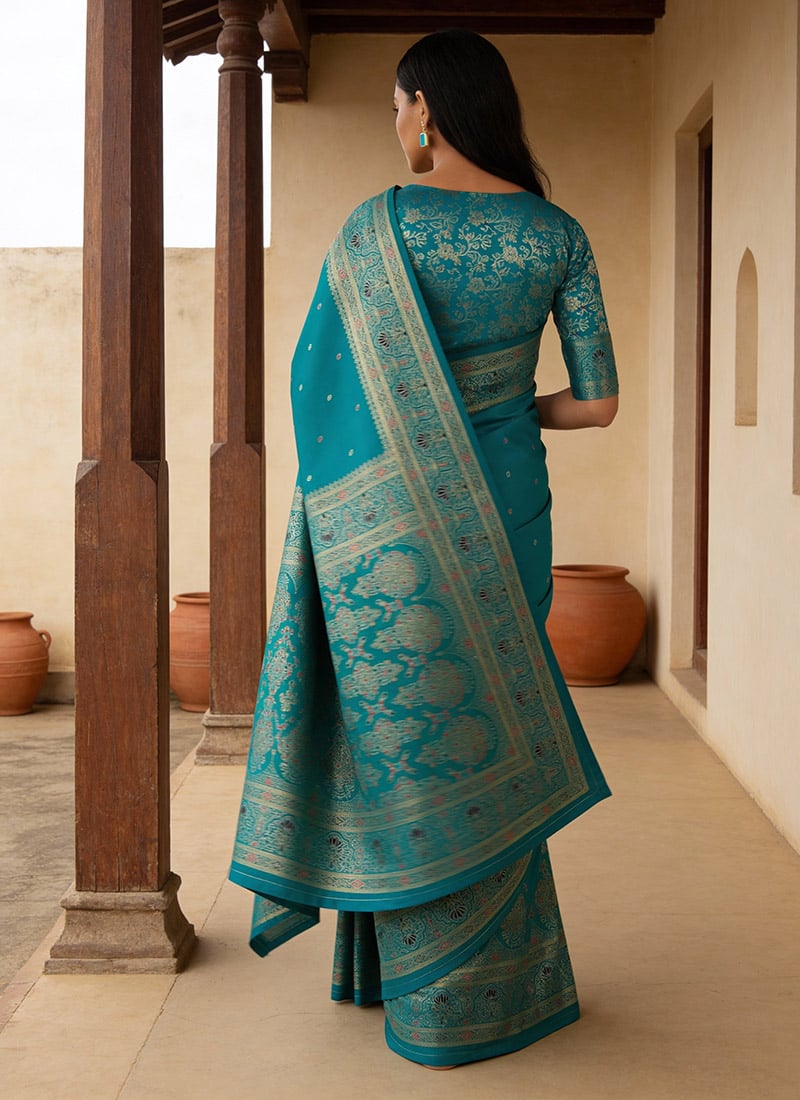 Soft Handloom style Silk Saree with Zari Leaf Weaving and Gradient Shading – Festive Wear Saree for Women
