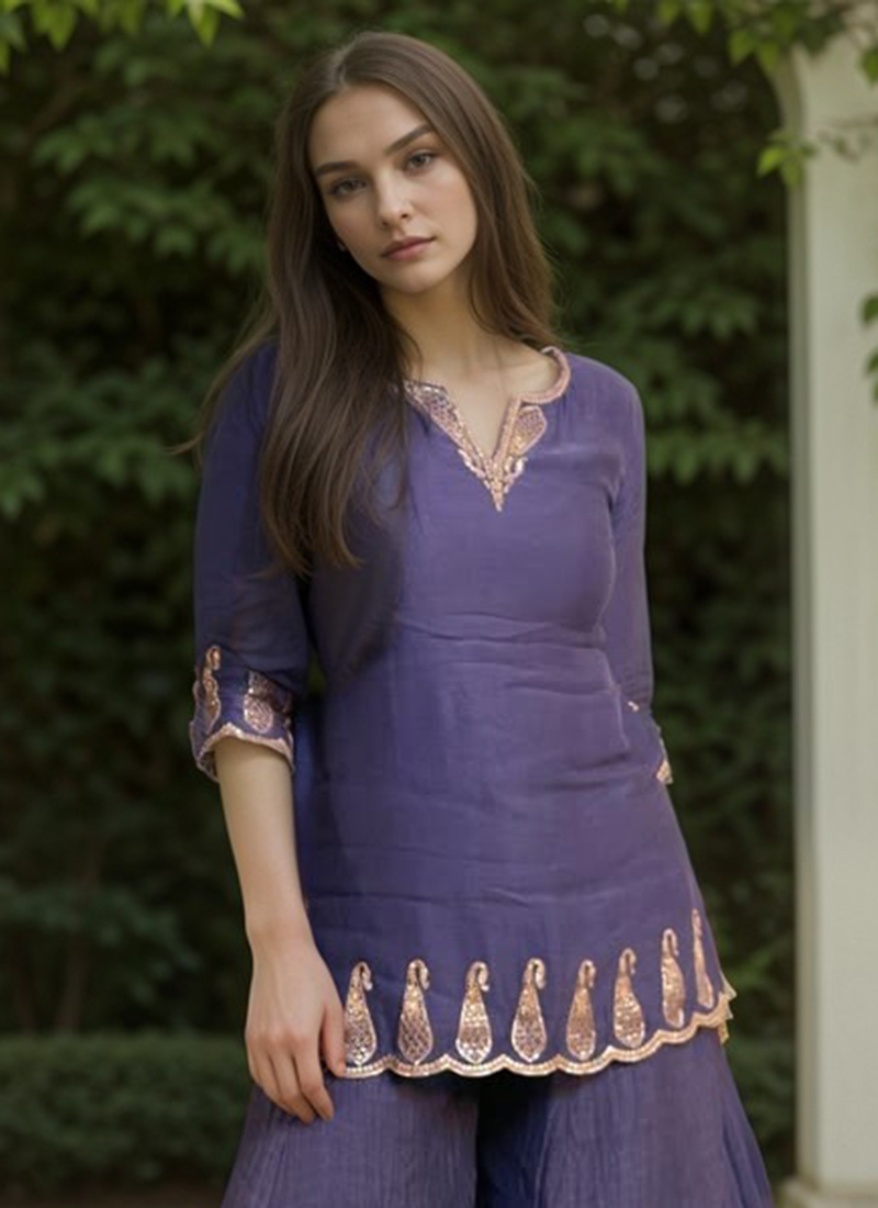 Festive Look Beauteous Turquoise Zari Embroidered Palazzo Suit main image 1