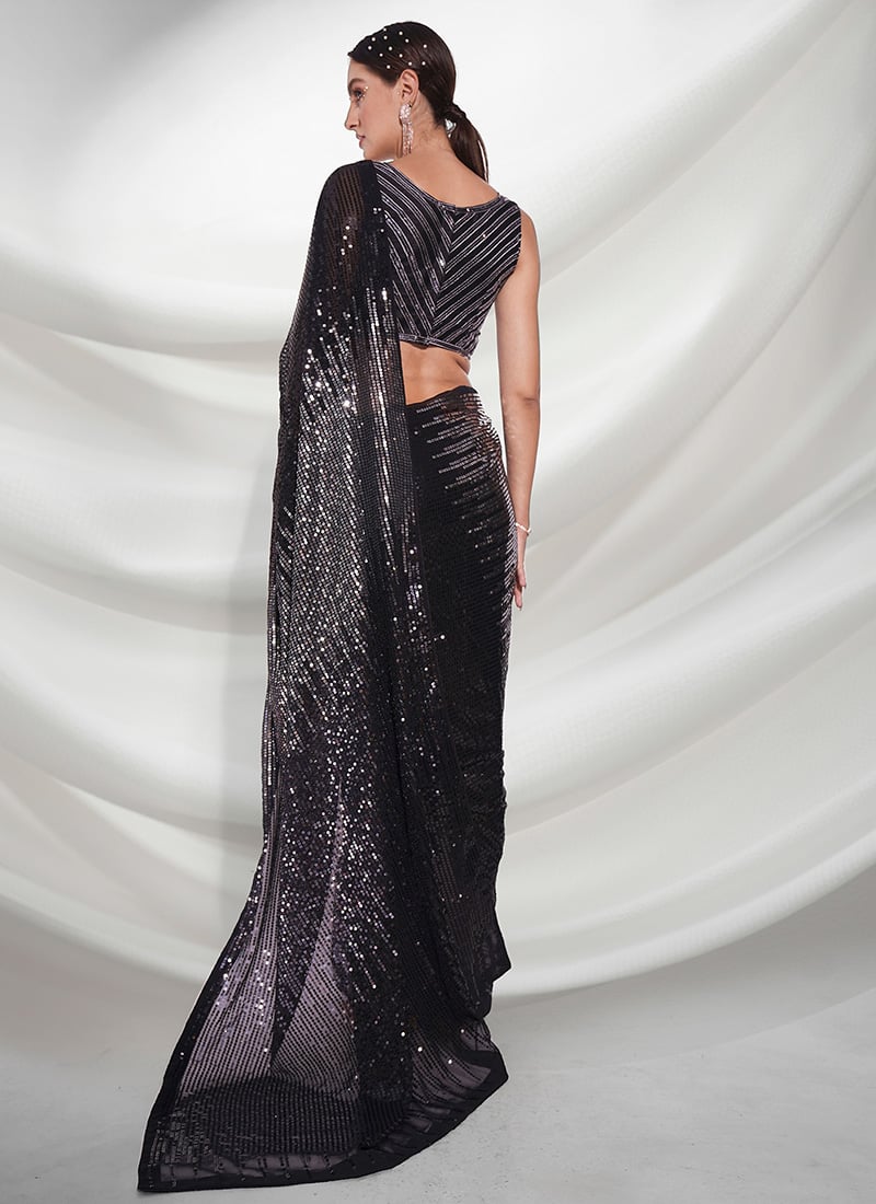 Marvelous Black Color Jacquard Work Saree main image 1