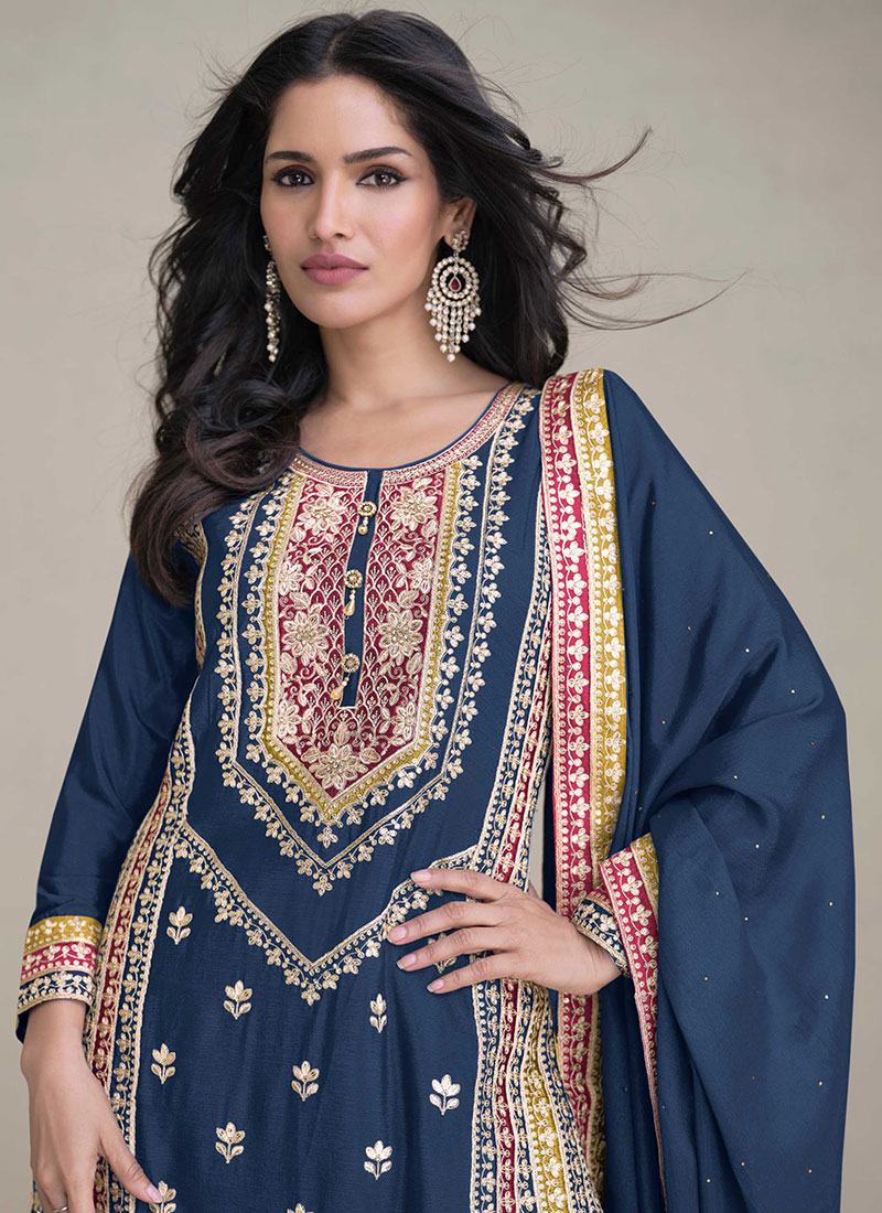 Chinnon Embroidered Black Festive Wear Palazzo Dress