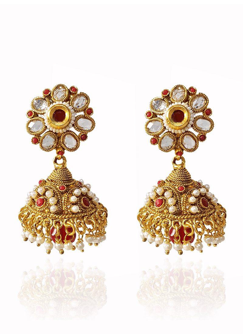 Stone jhumka earrings online shopping
