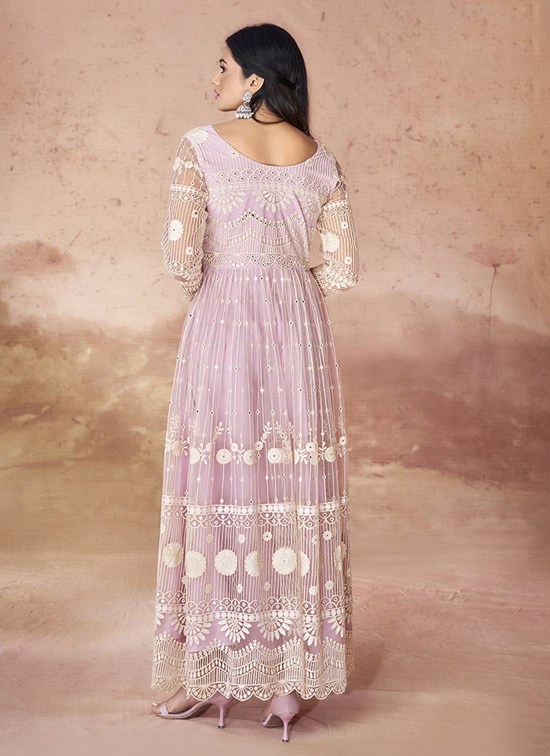 Pink Ombre Embroidered Heavy Wedding Anarkali Gown