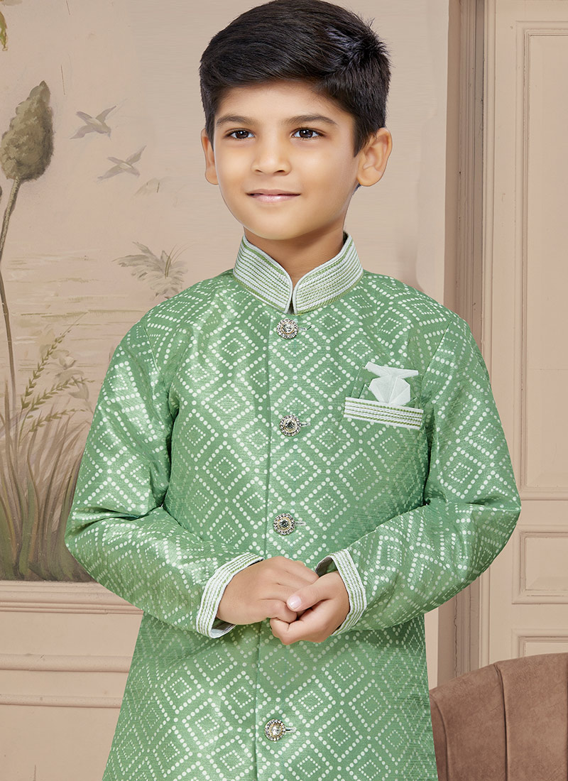 Boys Overcoat Sherwani Rama Green KP115 main image 1