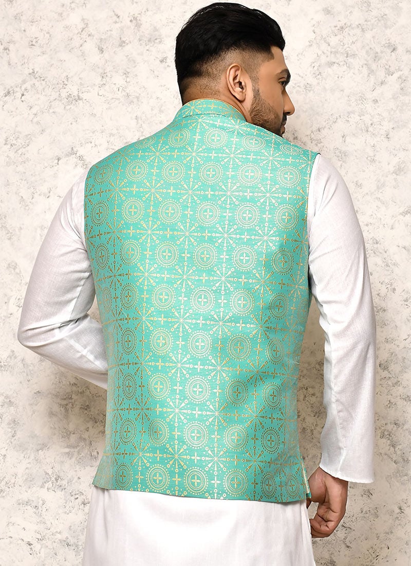 Monochrome scenary nehru jacket